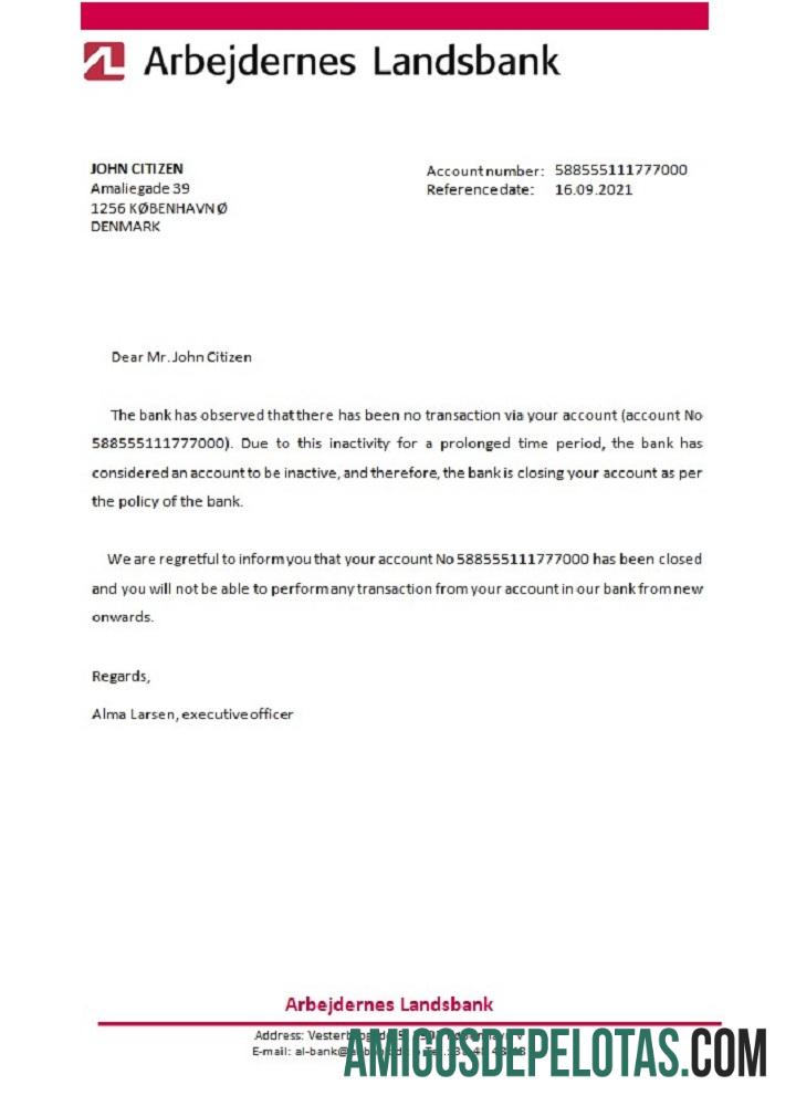 Referência de encerramento do Denmark Arbejdernes Landsbank baixar para verificação